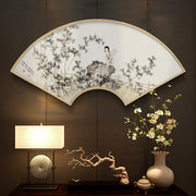 Fan Shaped Oriental Wall Art With Wood Frame