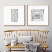 Abstract Black and White Wall Art With Wood Frame