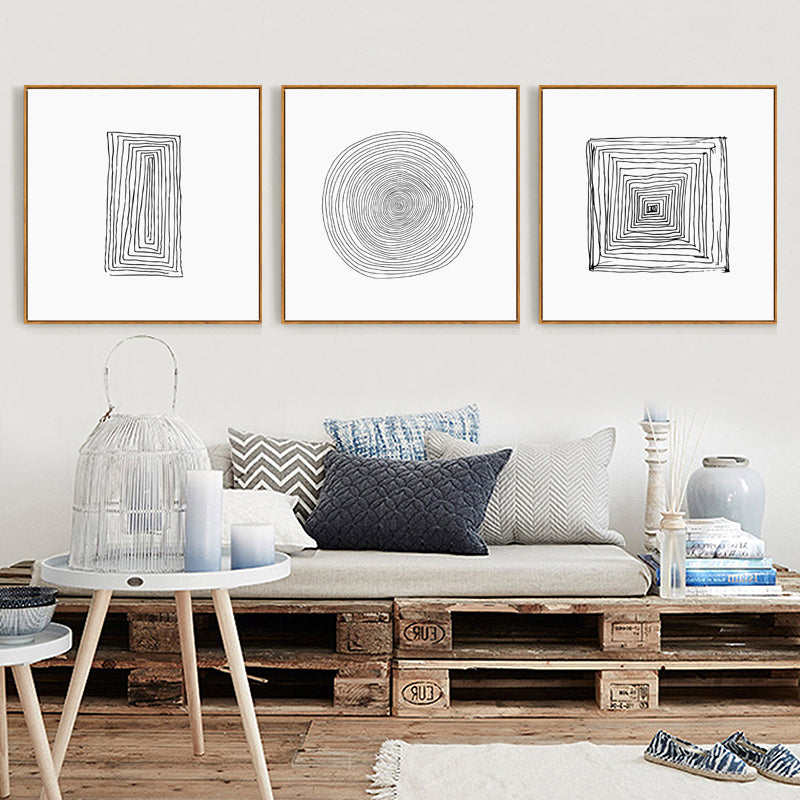 Abstract Black and White Wall Art With Wood Frame