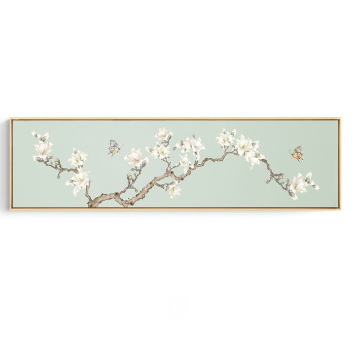 Cherry Blossoms Wide Wall Art With Wood Frame