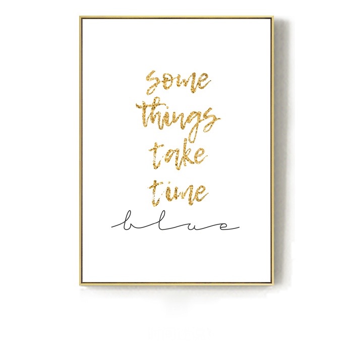 Inspirational Blue and Gold Wall Art With Frame