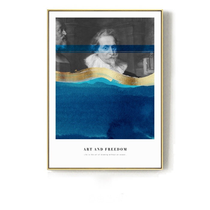 Inspirational Blue and Gold Wall Art With Frame