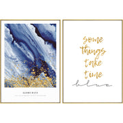 Inspirational Blue and Gold Wall Art With Frame