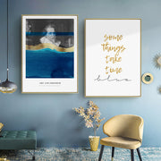 Inspirational Blue and Gold Wall Art With Frame