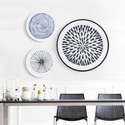 Round Blue and White Art Prints With Frame