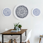 Round Blue and White Art Prints With Frame