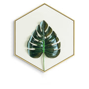 Hexagon Green Leaf Wall Art With Frame