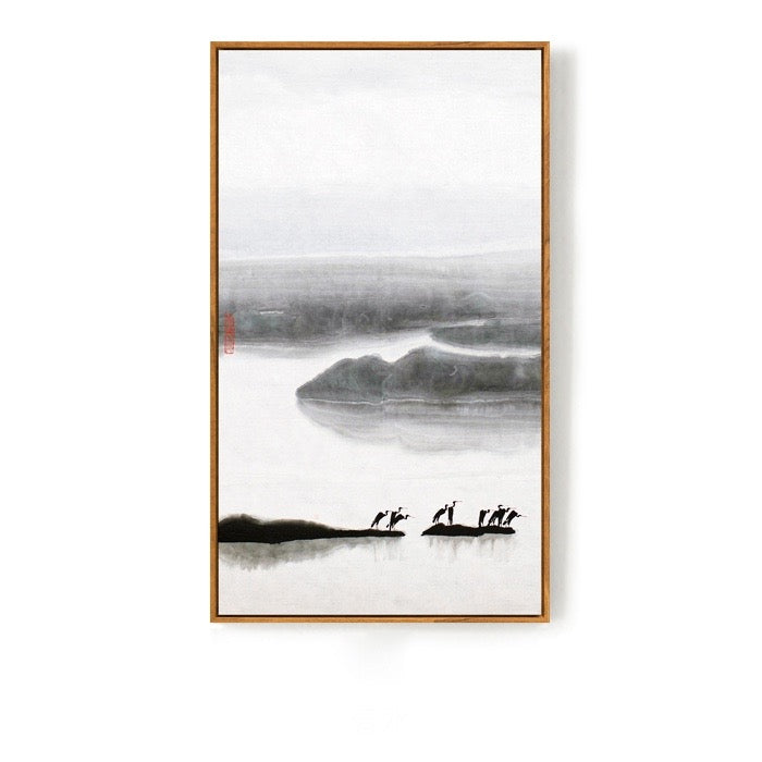 Black and White Japanese Wall Art With Frame