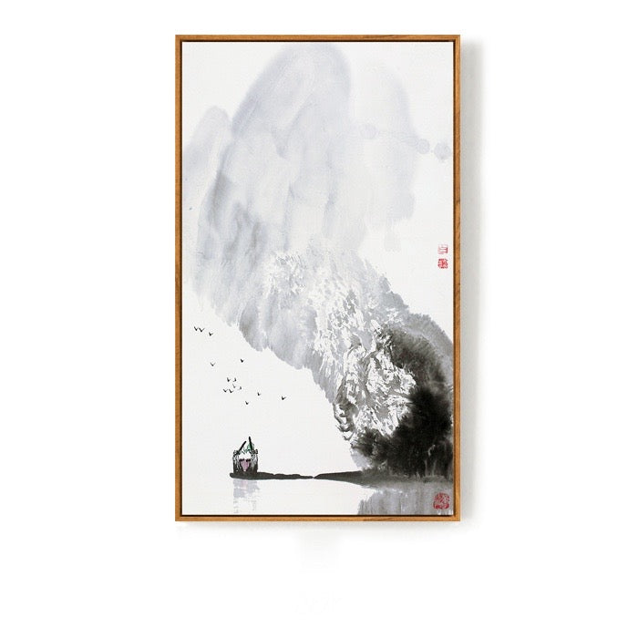 Black and White Japanese Wall Art With Frame