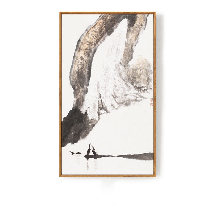 Black and White Japanese Wall Art With Frame