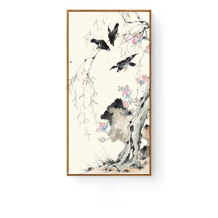 Pastel Oriental Wall Art With Frame