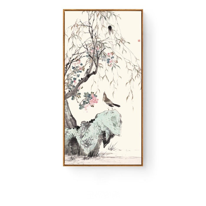 Pastel Oriental Wall Art With Frame