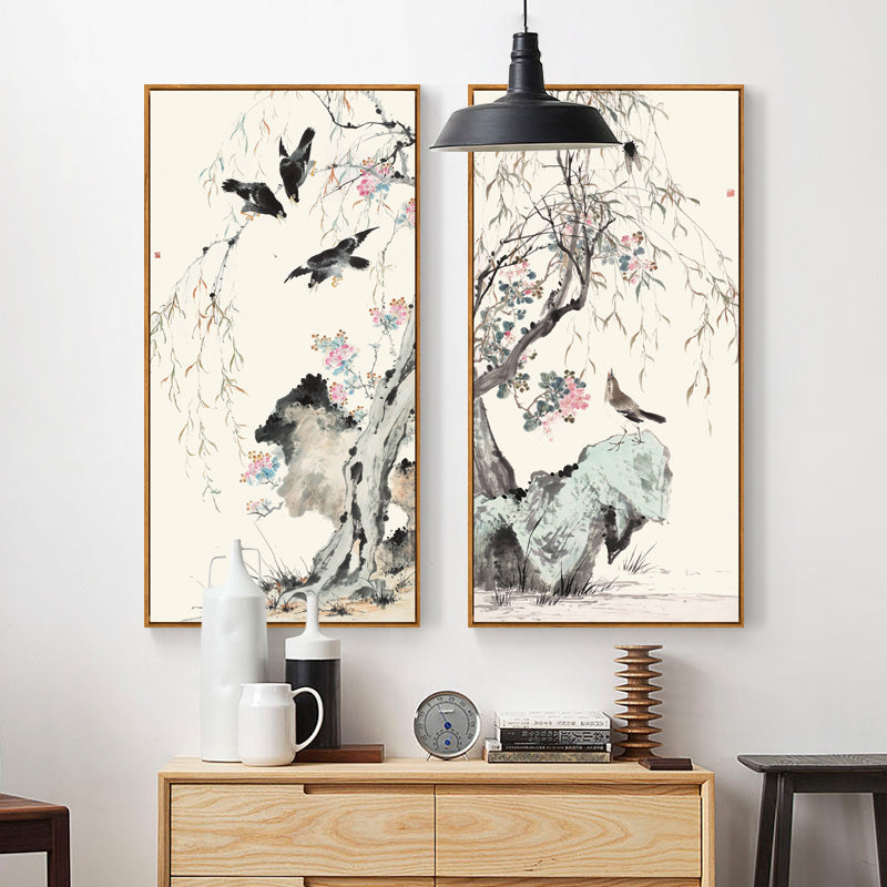 Pastel Oriental Wall Art With Frame