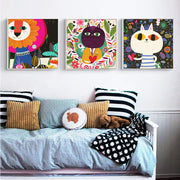 Colorful Kids Animal Wall Art With Frame