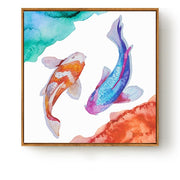 Watercolor Koi Fish Art With Frame