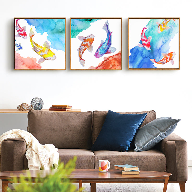 Watercolor Koi Fish Art With Frame