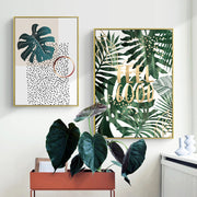 Modern Green Leaf Wall Art With Frame