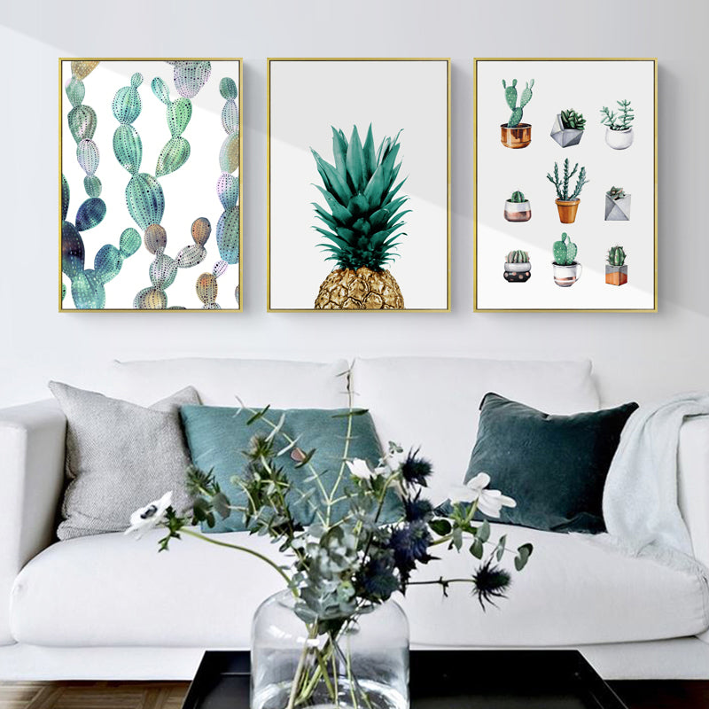 Modern Green Leaf Wall Art With Frame