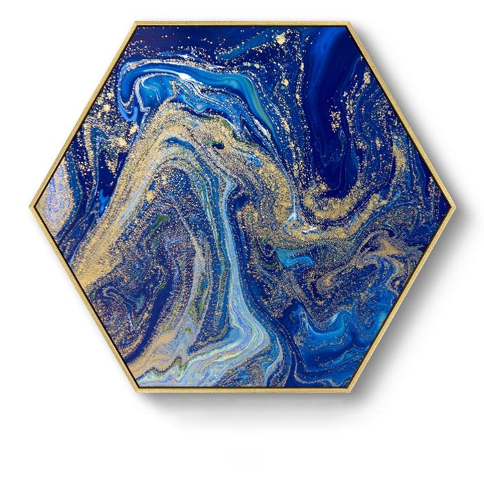 Hexagon Poured Liquid Wall Art With Frame