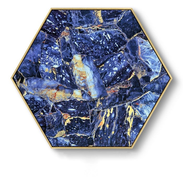 Hexagon Poured Liquid Wall Art With Frame