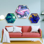 Hexagon Poured Liquid Wall Art With Frame