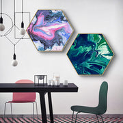 Hexagon Poured Liquid Wall Art With Frame