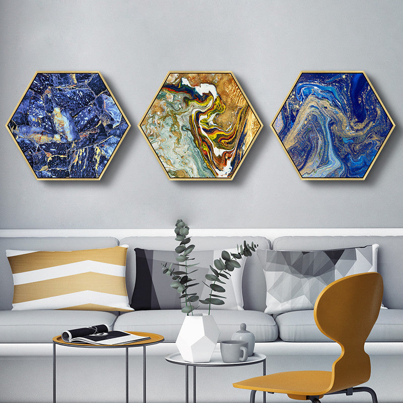 Hexagon Poured Liquid Wall Art With Frame