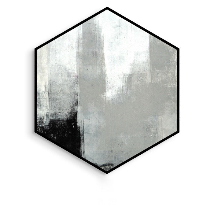 Hexagon Black and White Wall Art With Frame