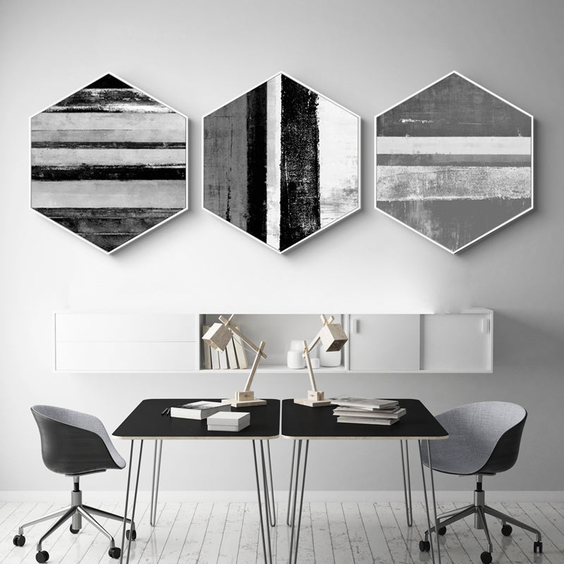 Hexagon Black and White Wall Art With Frame