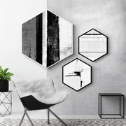 Hexagon Black and White Wall Art With Frame