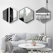 Hexagon Black and White Wall Art With Frame