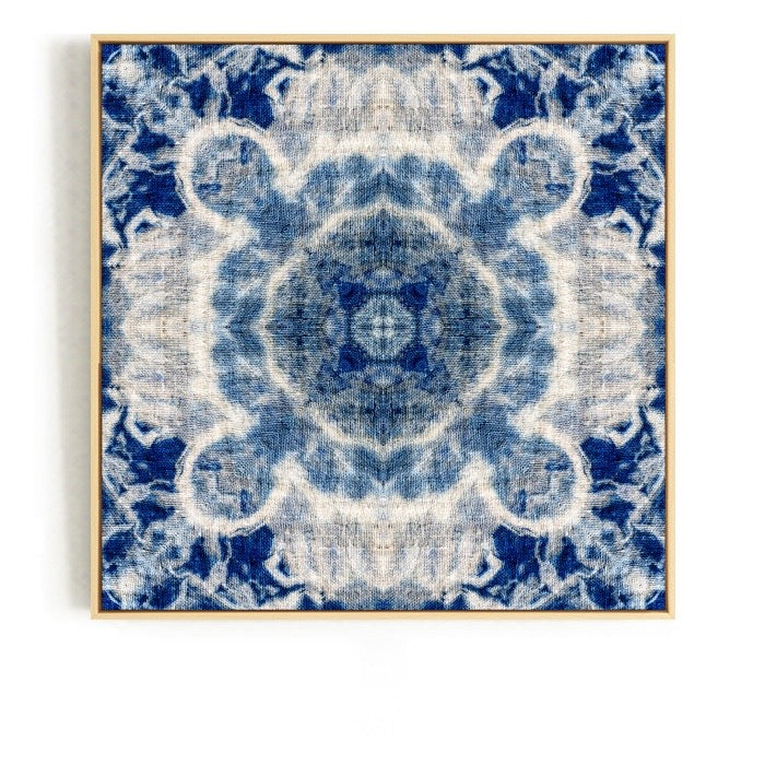 Blue and White Tie Dye Wall Art With Frame