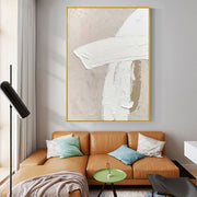 Modern Abstract Beige and White Oil Painting