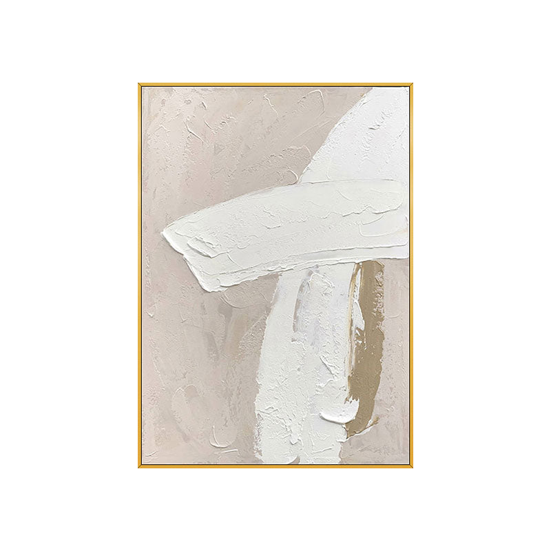 Modern Abstract Beige and White Oil Painting