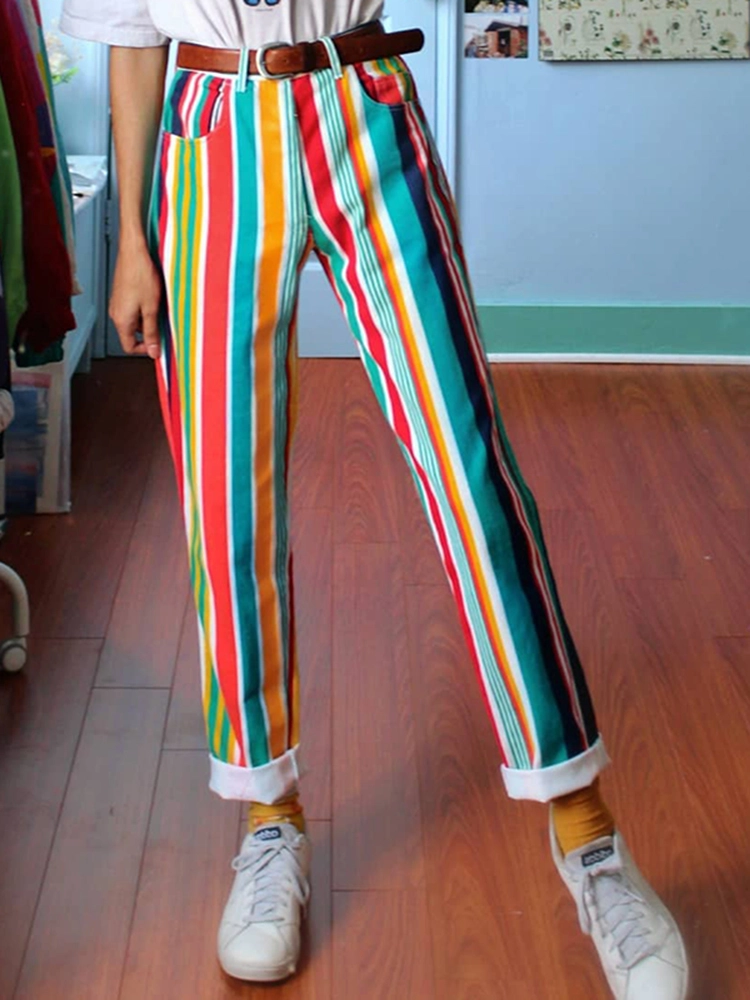 striped jeans pant