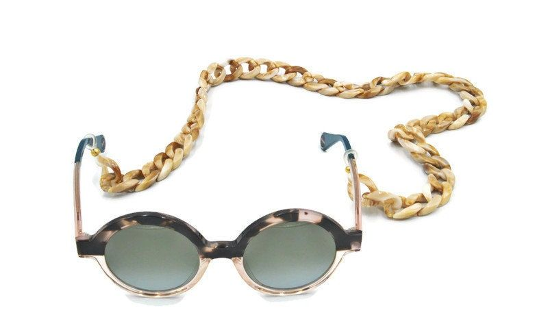 Black Chain Detail Round Cat Eye Sunglasses
