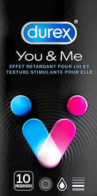 Préservatif Durex You & Me Texturé et retardant x10