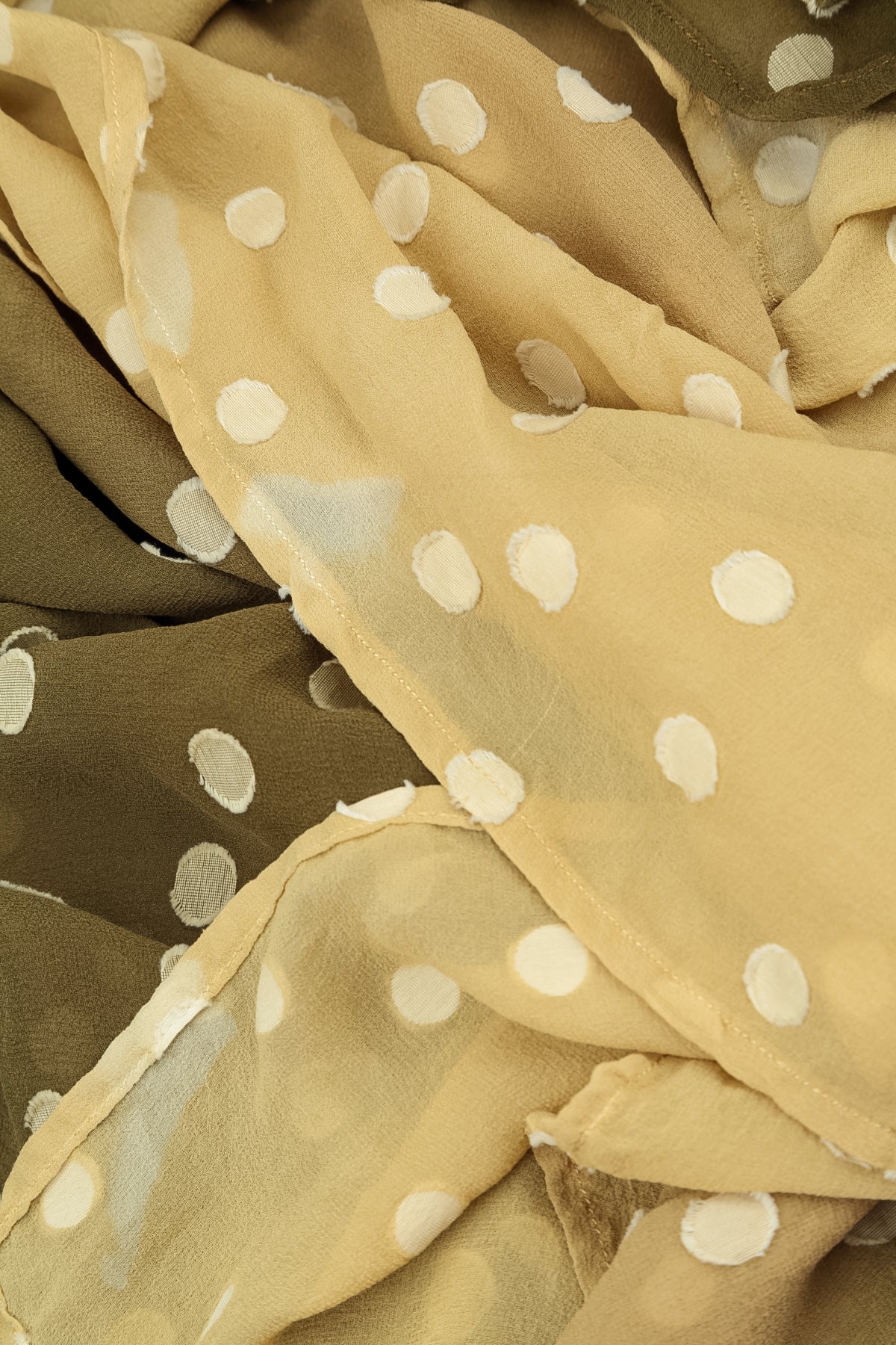 Olive Light Dotty Ombré Silk Scarf - Image 5