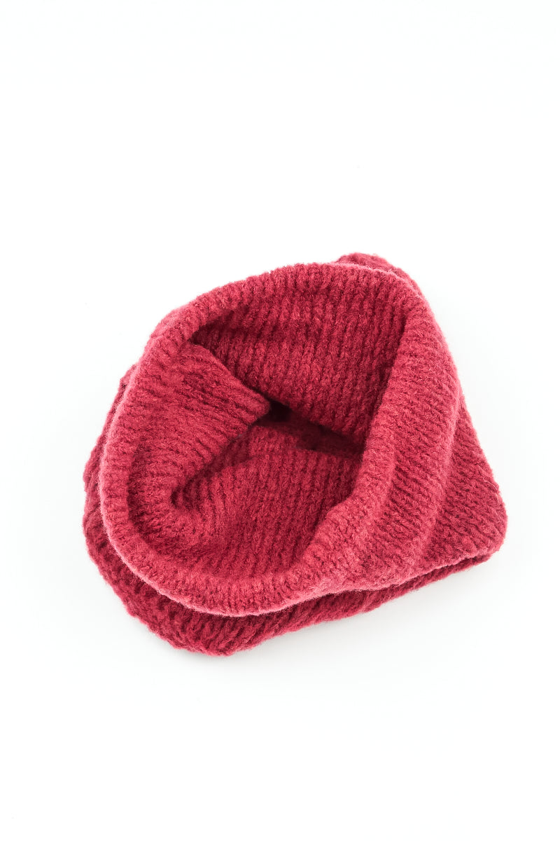 Ruby Red Knitted Wool Infinity Scarf - Image 4