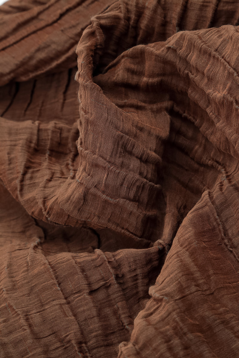 Two Pockets Crinkled Aged Copper Silk Linen Tunic - Image 5