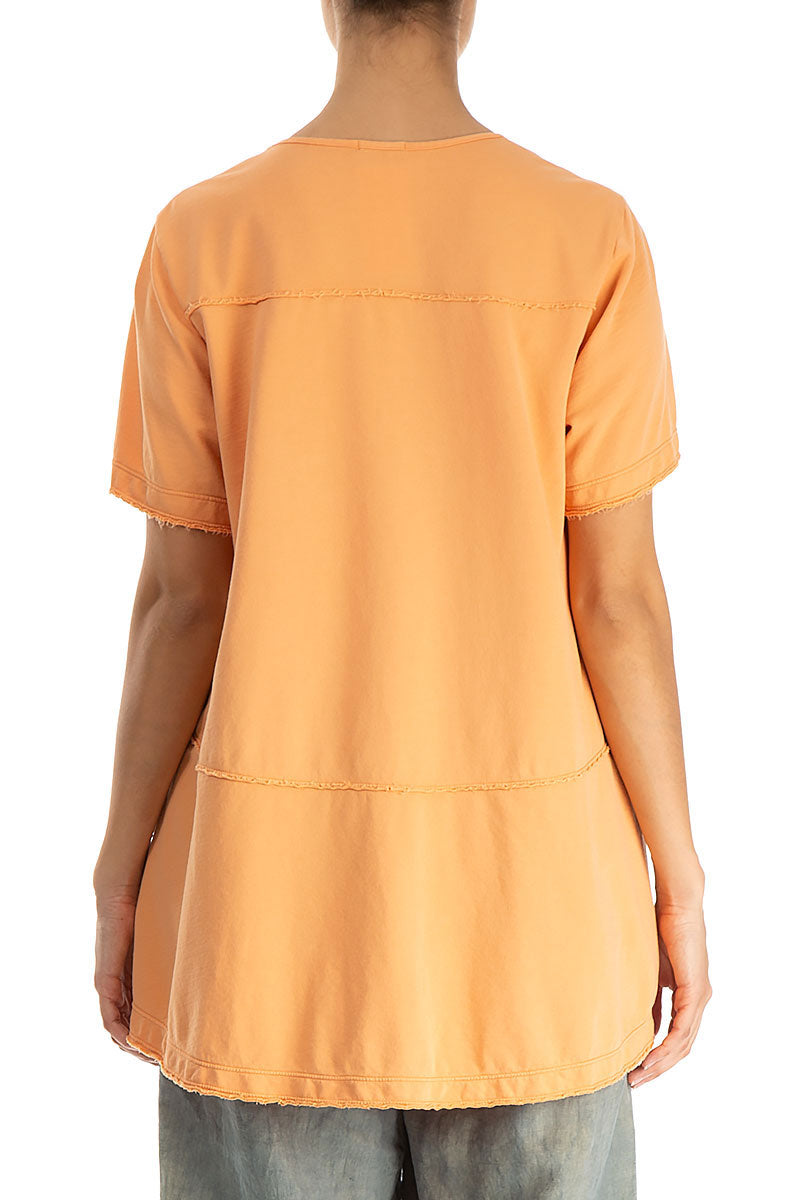 Short Sleeves Melon Orange Cotton T-Shirt
