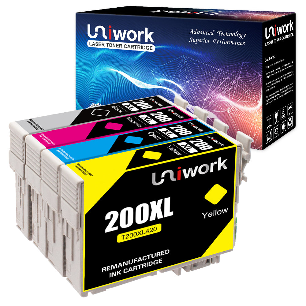 Uniwork 200xl Ink Cartridge Remanufactured For Epson 200 200xl 4 Pack 8387