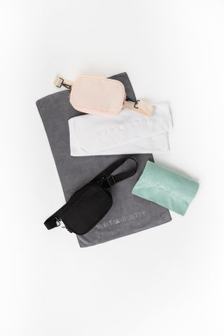 Vitality's athleisure accessories like the Vital Bum Bag and Vital Gym Towels