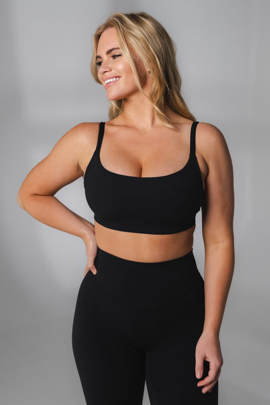 Black Stitch Detail Sports Bra, Active