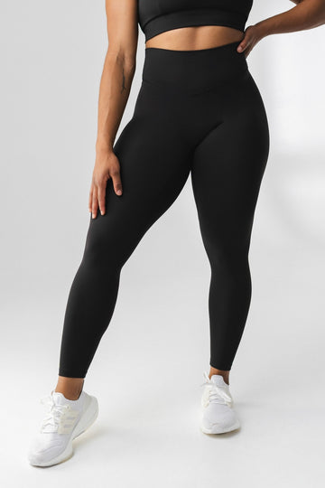 Ododos Women's Cross Waist 7/8 Yoga Leggings Inner Pocket Black Workout  Pants