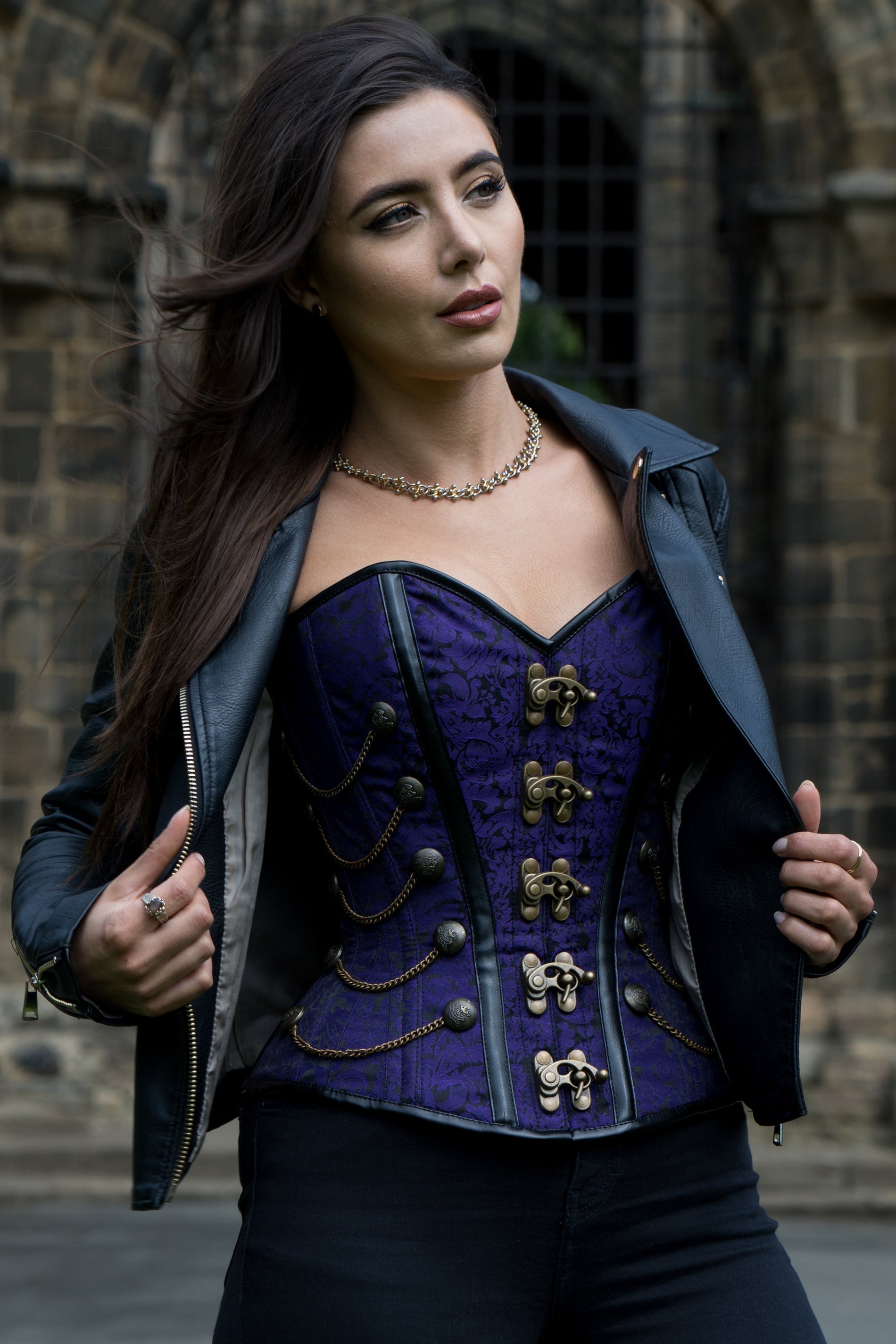 Purple Steampunk Corset With Chains 4731