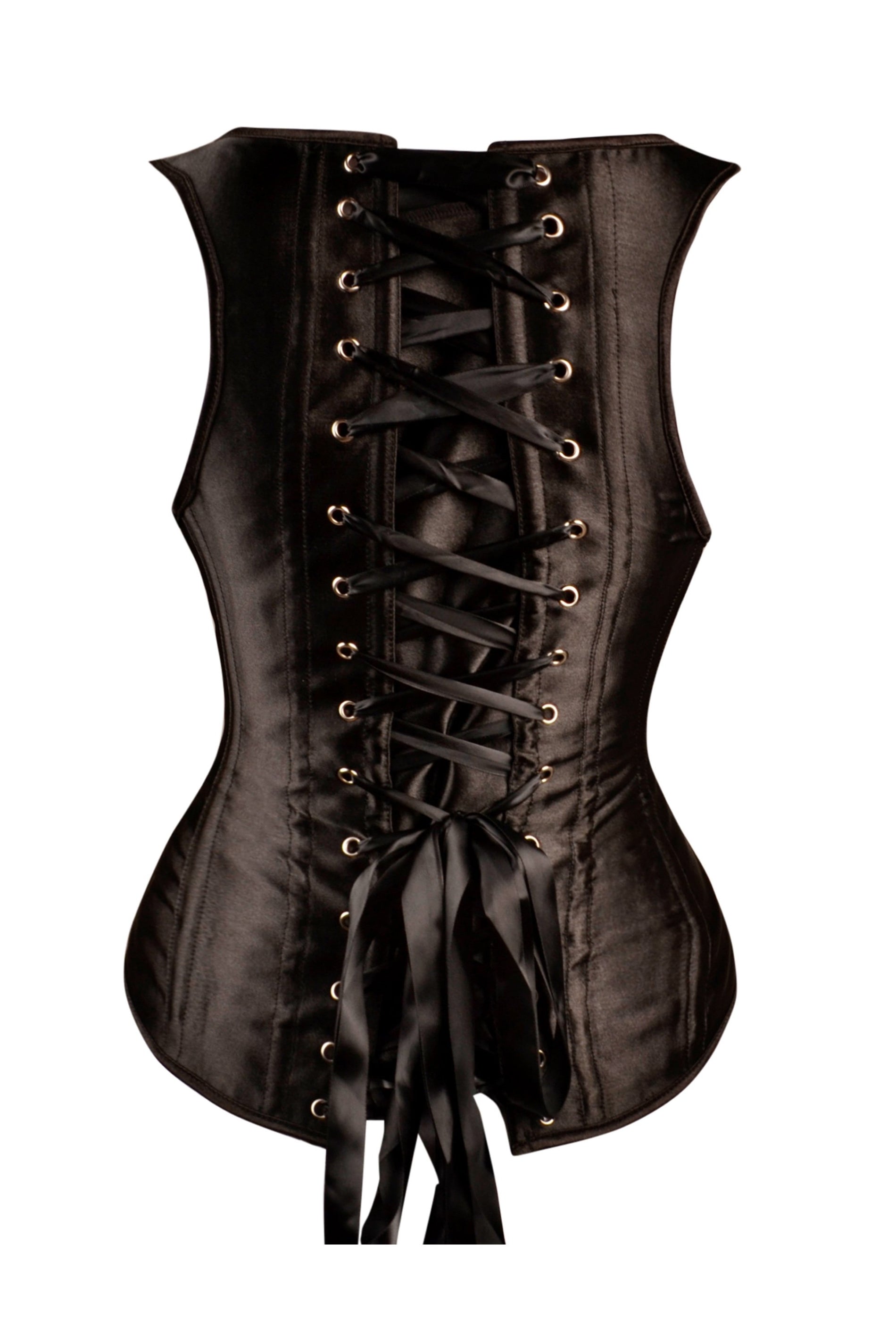 Black High Back Underbust Corset With Straps 