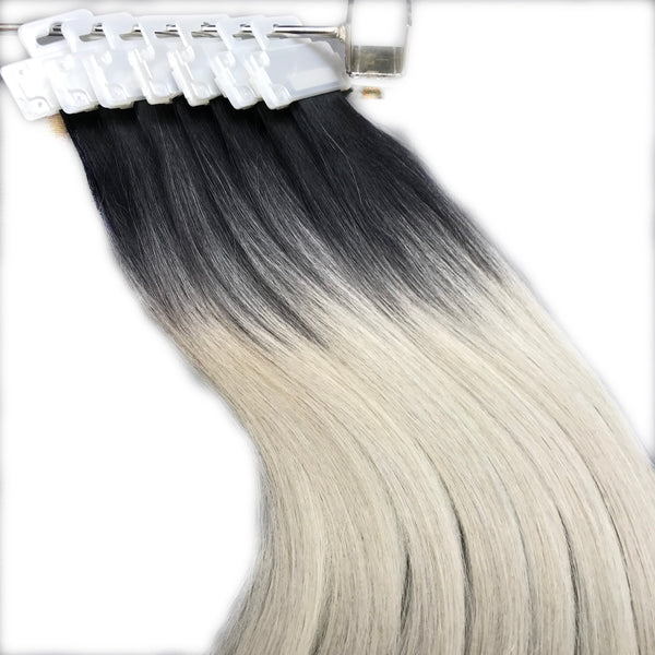 Black Grey Ombre Tape in Hair Extensions