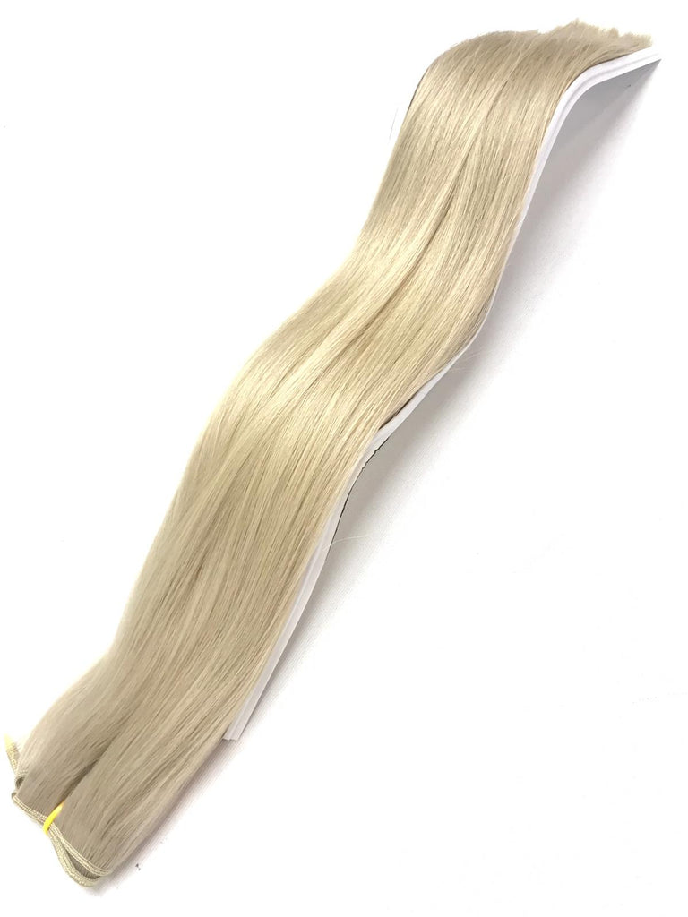 Weft Hair Extensions Human Hair Color #60 Vanilla Creme Blonde