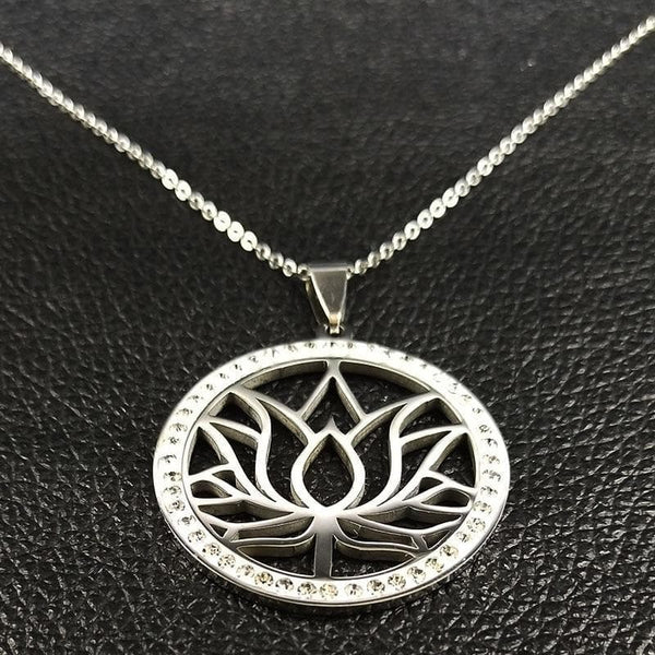Ancient Egypt Lotus Flower Stainless Steel Necklace - Ancient Treasures